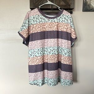 SHEIN Curve multi color cheetah print t shirt